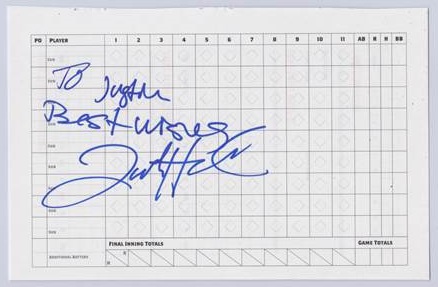 Jack Hannahan signed scorecard