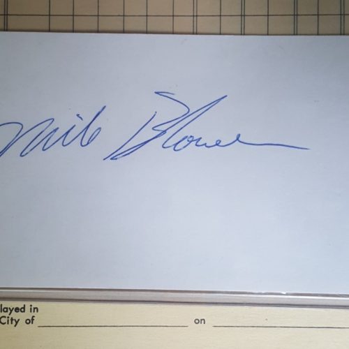 Mike Blowers signed index card