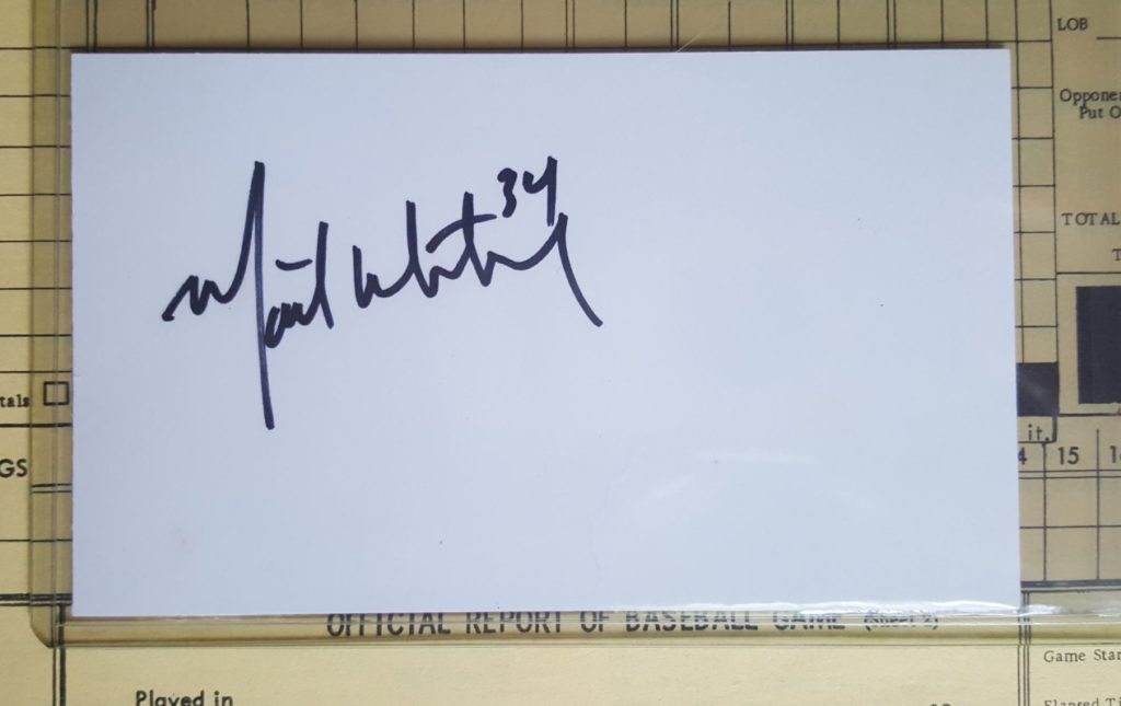 Matt Whitney signed index card