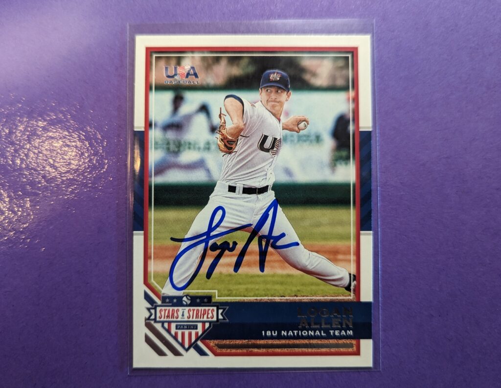 Logan Allen RC 2018 USA Baseball Stars & Stripes Rookie Card