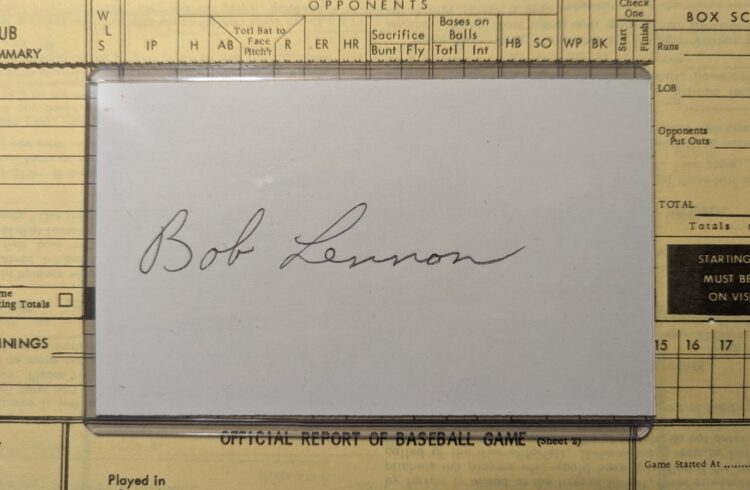 Bob Lennon signed index card