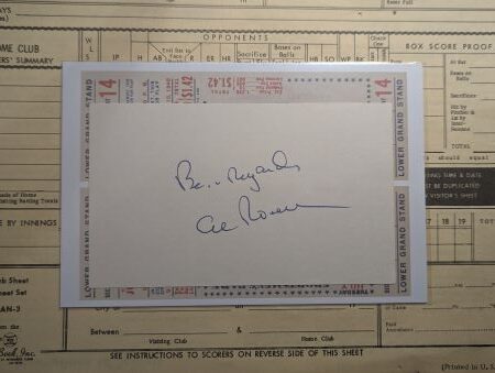 Al Rosen signed index card