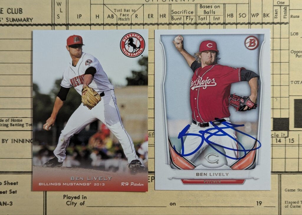 2013 Grandstand Billings Mustangs and 2014 Bowman Draft Ben Lively