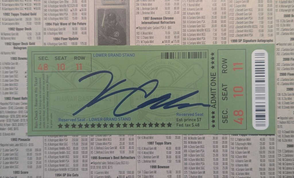 Kaden Anderson signed ticket
