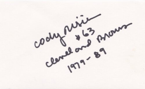 Cody Risen signed index card