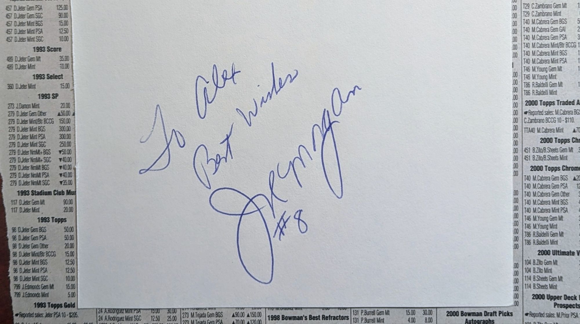 Joe Morgan signed book page