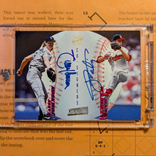 1998 Topps Stadium Club Co-Signer Autograph #CS34 Randy Johnson and Jaret Wright