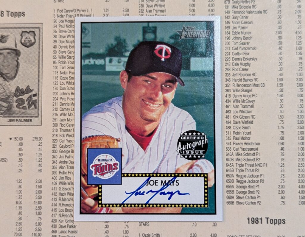 2001 Topps Heritage Joe Mays