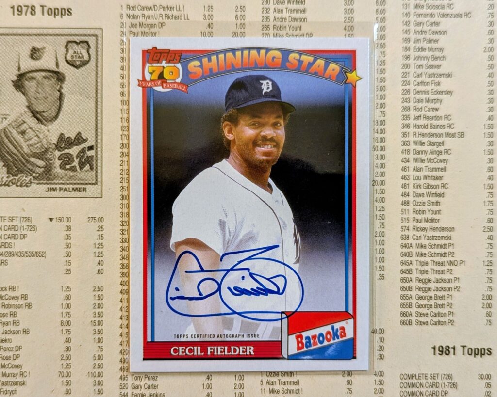 2021 Archives 1991 Topps Bazooka Shining Stars Cecil Fielder